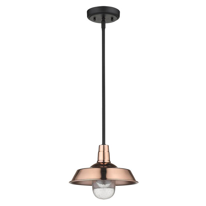 Hivvago Shiny Copper Shallow Plate Adjustable Pendant Light
