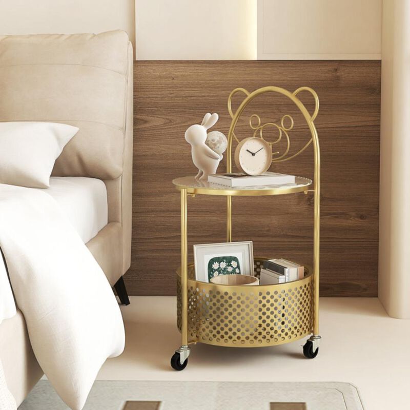 Hivvago Modern Sofa Side Table on Lockable Wheels for Living Room Bedroom Study