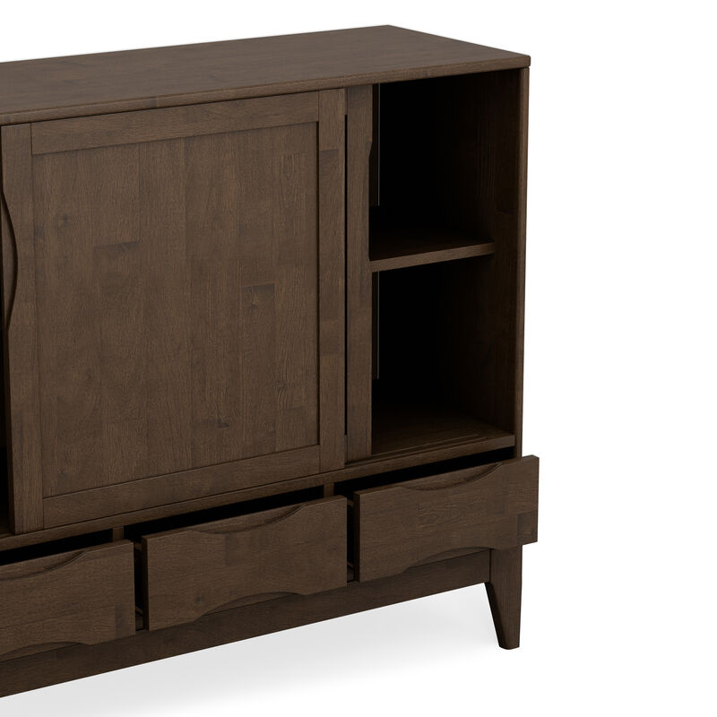 Harper 48 inch Wide Solid Hardwood Mid-Century Modern Medium Storage Cabinet in Walnut Brown image number 8