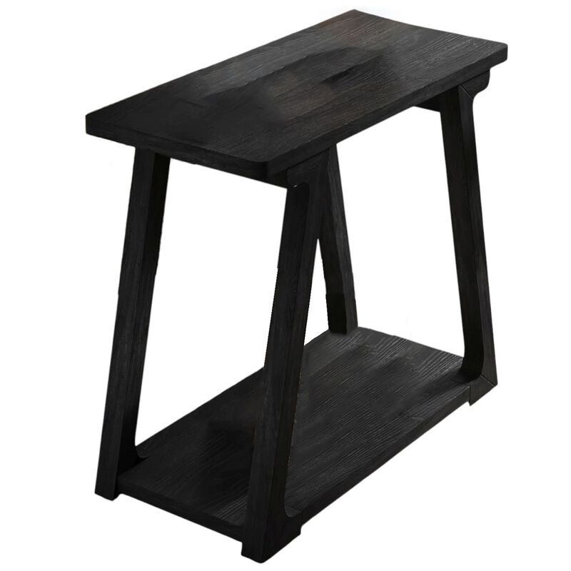 Narrow Solid Fir Wood End Table, 2-Tier Side Table Nightstand with Storage image number 0
