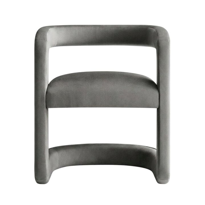 Performance Velvet Barrel Dining Chair with Arms, Cadet Blue