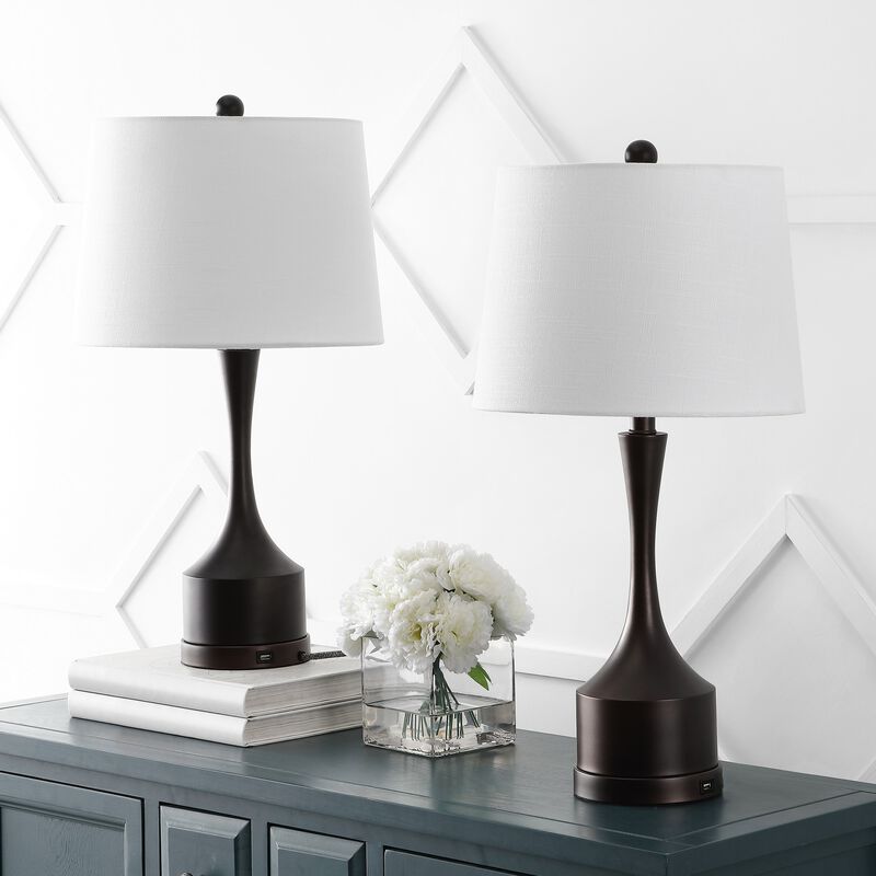 Cooper Classic French Country Iron LED Table Lamp with USB Charging Port (Set of 2)