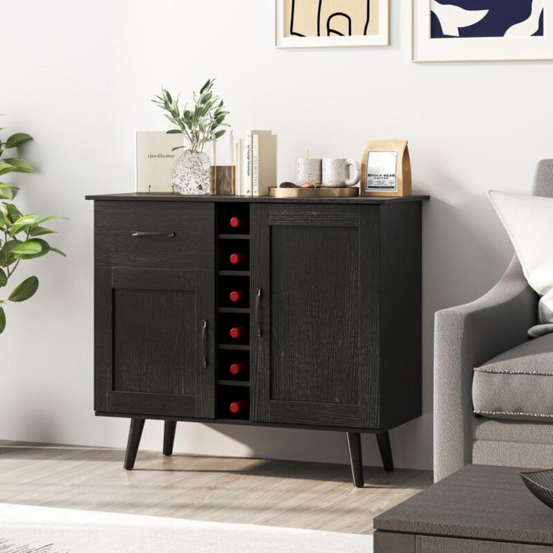 Hivvago Modern Wine Bar Buffet Cabinet with 6-Bottle Wine Rack