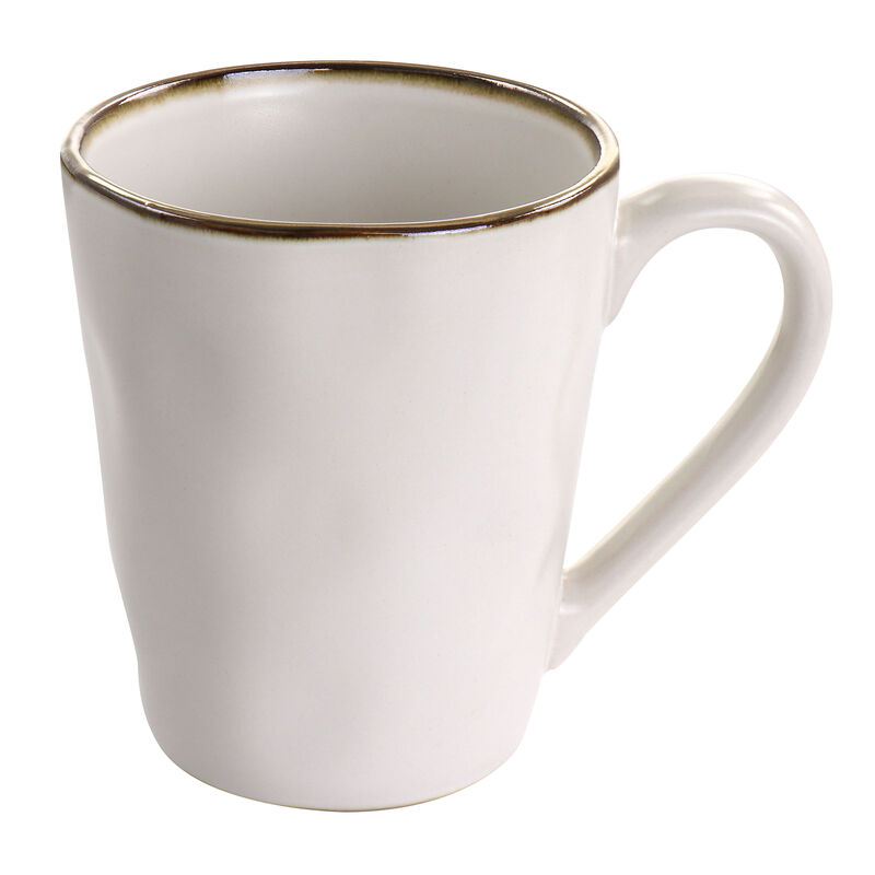 Elama Roman 16 Piece Stoneware Dinnerware Set in Assorted Matte with Gold Rim