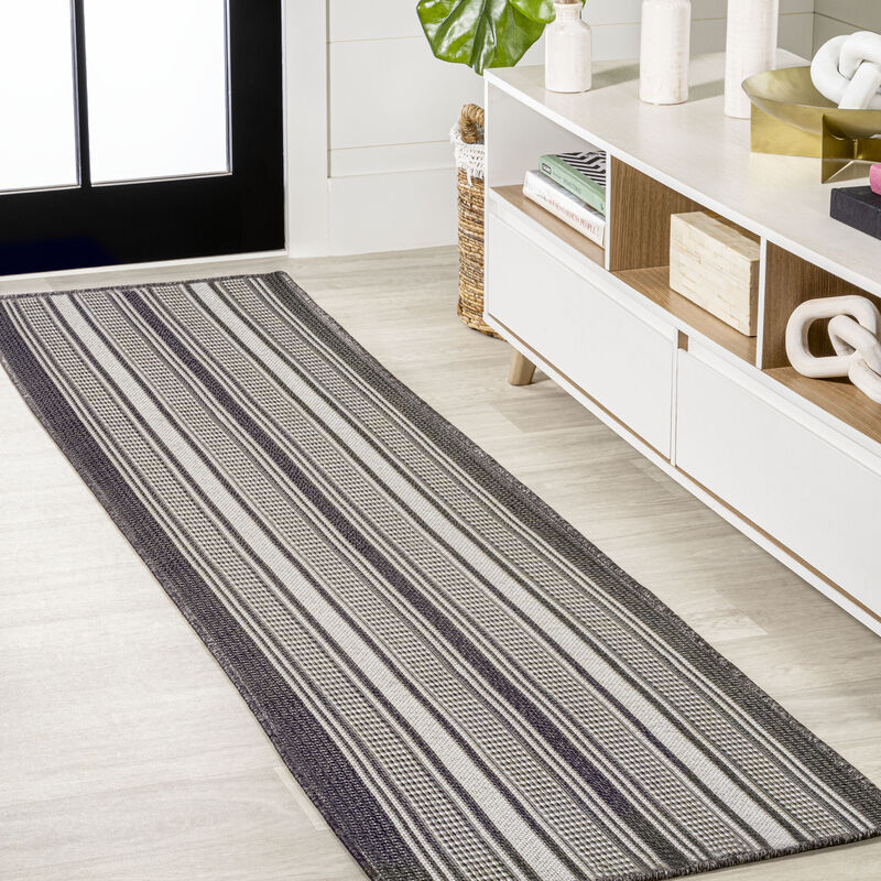 Haynes Modern Double Stripe Indoor/Outdoor Area Rug