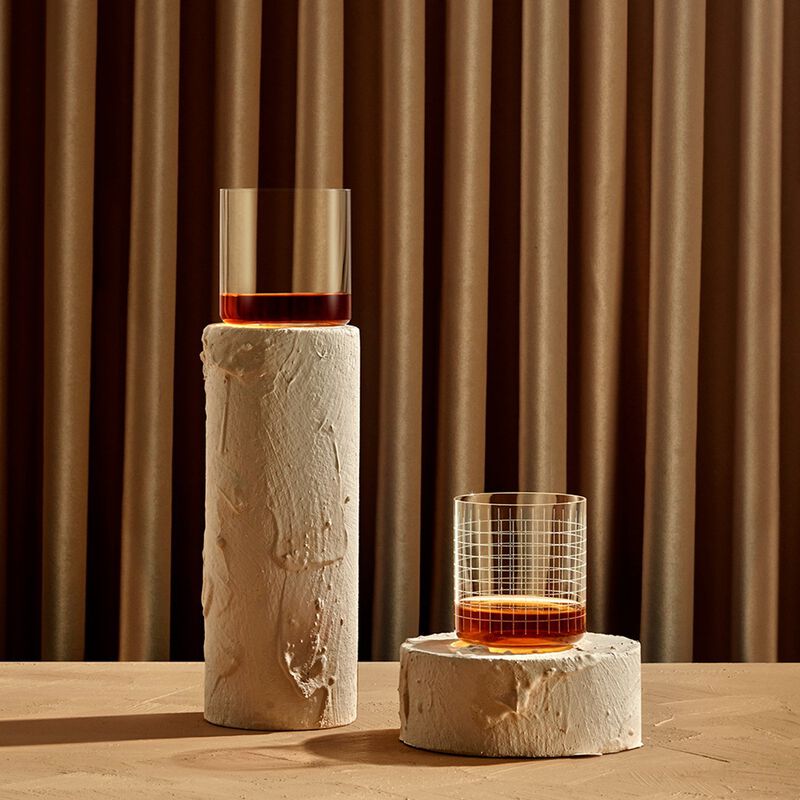 Finesse Grid 13 oz. Crystal Whiskey Glasses (Set of 4)