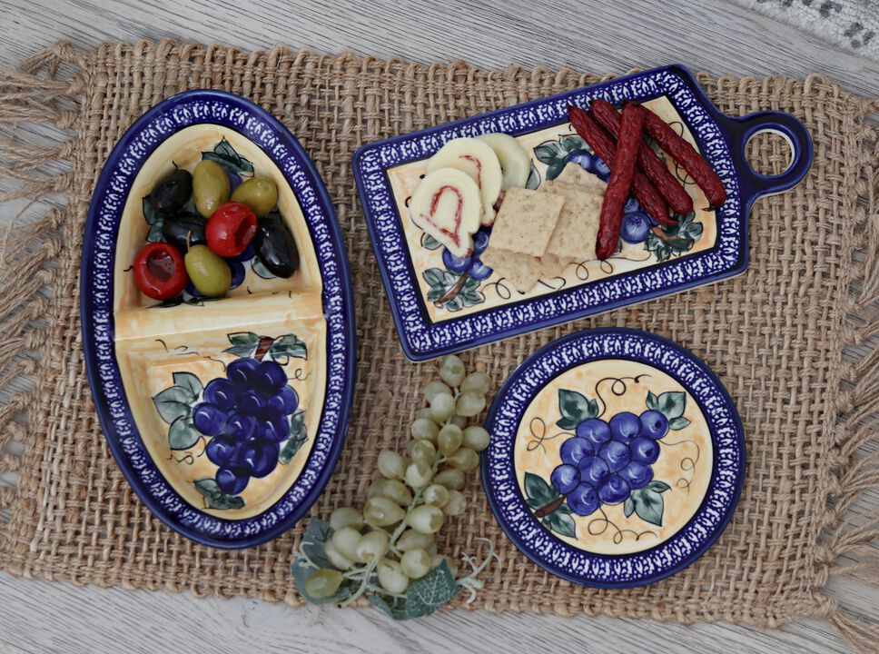 Blue Rose Polish Pottery Vintage Violet Trivet