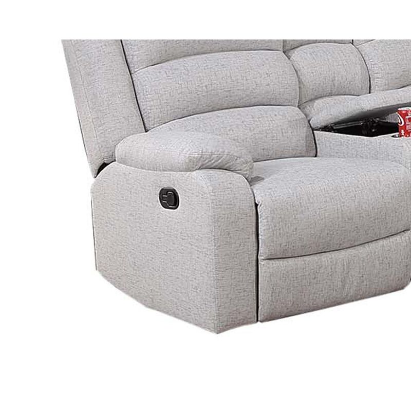 Rexy L Shape Sofa, 3pc Manual Reclining Sectional, Clean White Burlap - Benzara