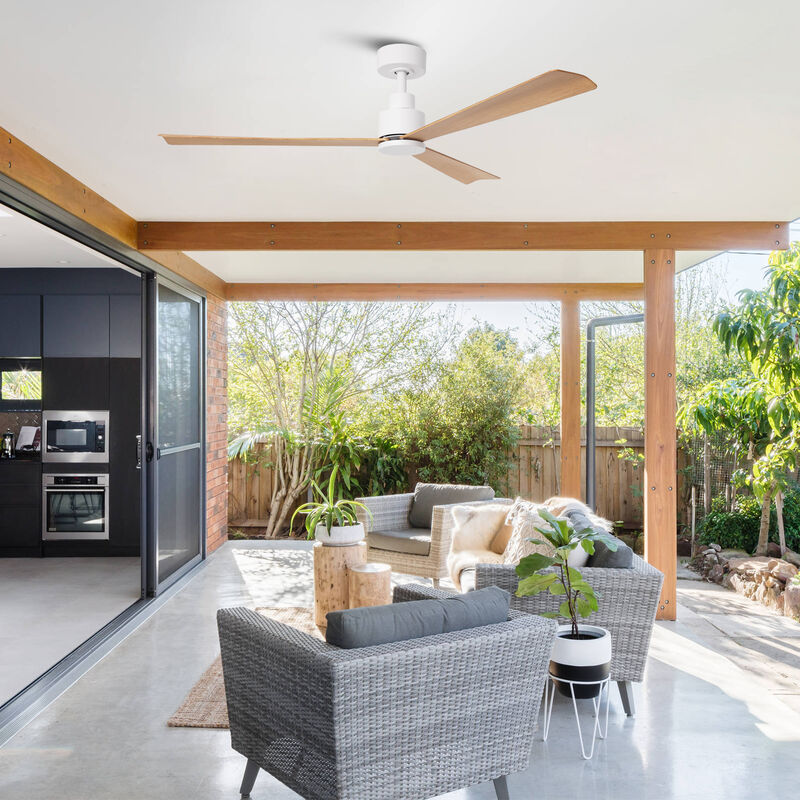 52" Modern 3-Blade Ceiling Fan with Reversible DC Motor, 6-Speed, Remote Control, No Light