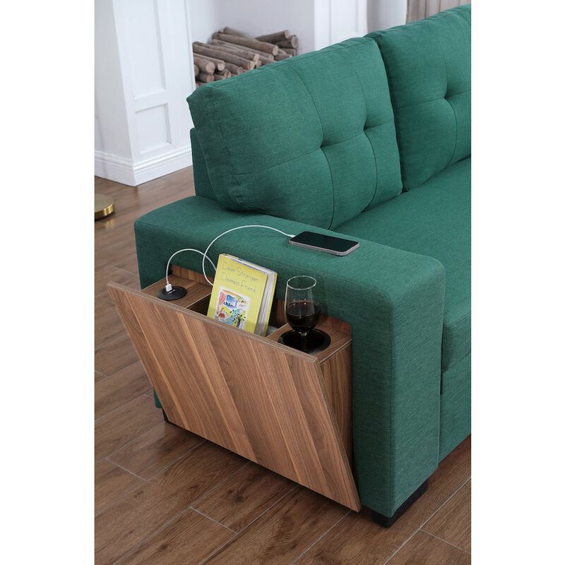 Devion Furniture Fabric Reversible Modern Side Compartment Sleeper Sectional Sofa Bed image number 2