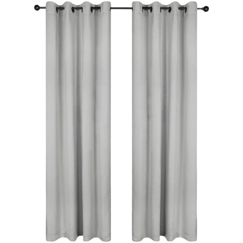 Set of 2 Blackout Curtains Rod Pocket Solid Room Darkening image number 0
