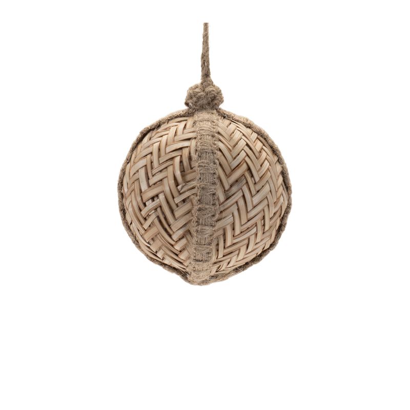 Set of 6 Natural Wicker Ornaments with Woven Texture for Seasonal Tree Decor