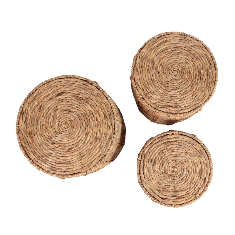 Zaria Coastal Bohemian Handwoven Water Hyacinth Nesting Round Accent Table (Set of 3) image number 6