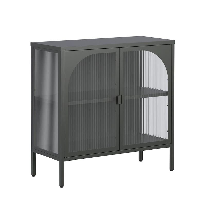 Glamour Home Beno&icirc;t 31.56-inch Black Two Door Sideboard with Fluted Clear Doors