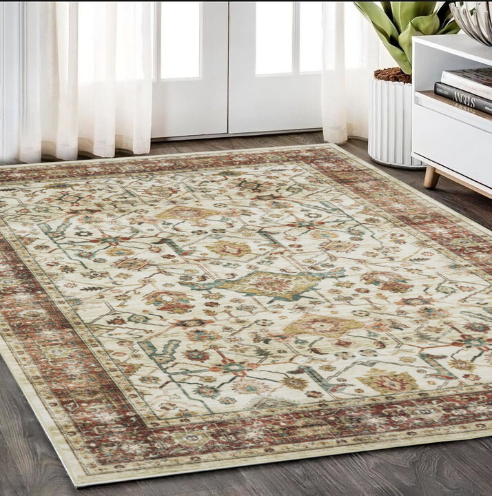 HomeRoots Oriental Distressed Area Rug