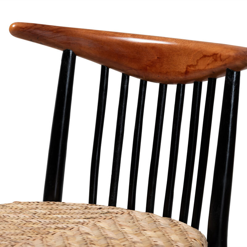 Bali & Pari Parthenia Two-Tone Black and Walnut Brown Finished Dining Chair