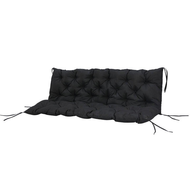 Outsunny Tufted Bench Cushions for Outdoor Furniture, 3-Seater Replacement for Swing Chair, Patio Sofa/Couch, Overstuffed, Includes Backrest, Black