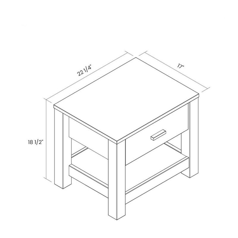 Hivvago FarmHouse Traditional Rustic Acacia 1 Drawer Nightstand