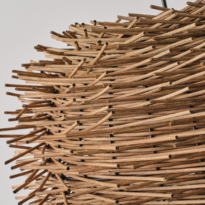 17.7" Farmhouse Dark Brown Handwoven Rattan Nest Pendant Light for Kitchen Island, Living Room and Dining Room image number 6