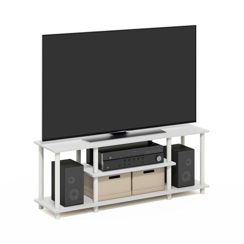 Turn-N-Tube No Tools 3D 3-Tier Entertainment TV Stands, White/White