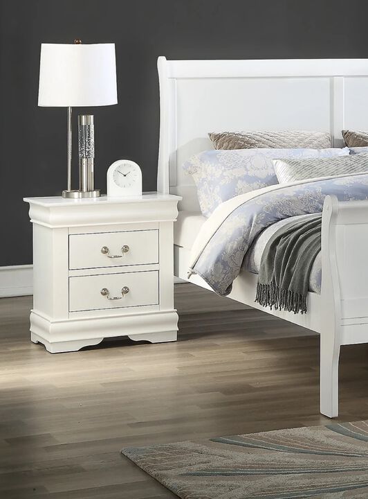 Streamdale Louis Philip Style Two-Drawer Nightstand with Rich Finish