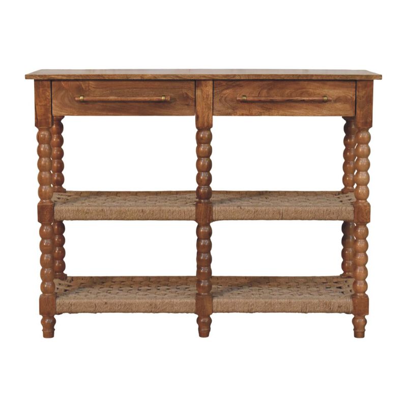Artisan Furniture Solid Wood Spindle Woven Console, Brown image number 0