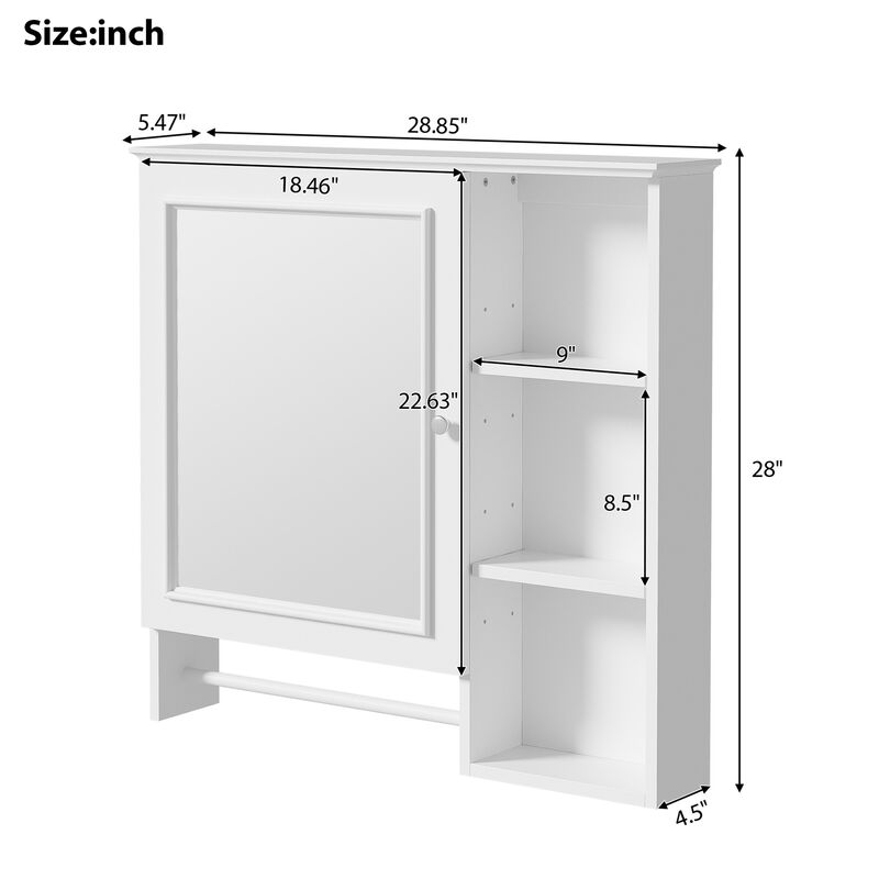 ELEMENT ACE Space Saving Wall Mounted Medicine Cabinet with Adjustable Storage Shelves image number 2