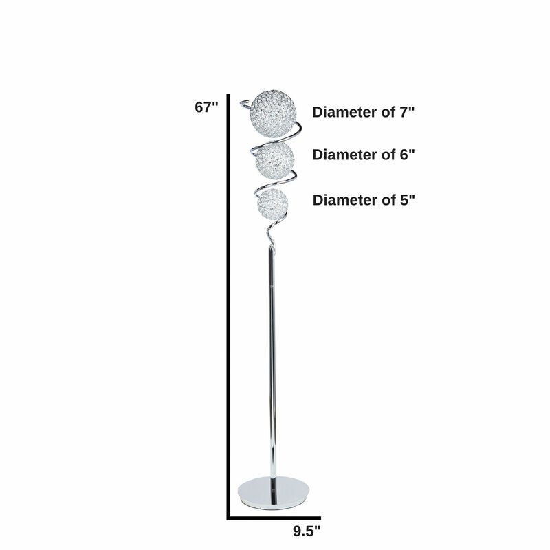 Vertical Sphere Floor Lamp Chrome Metal LED Light