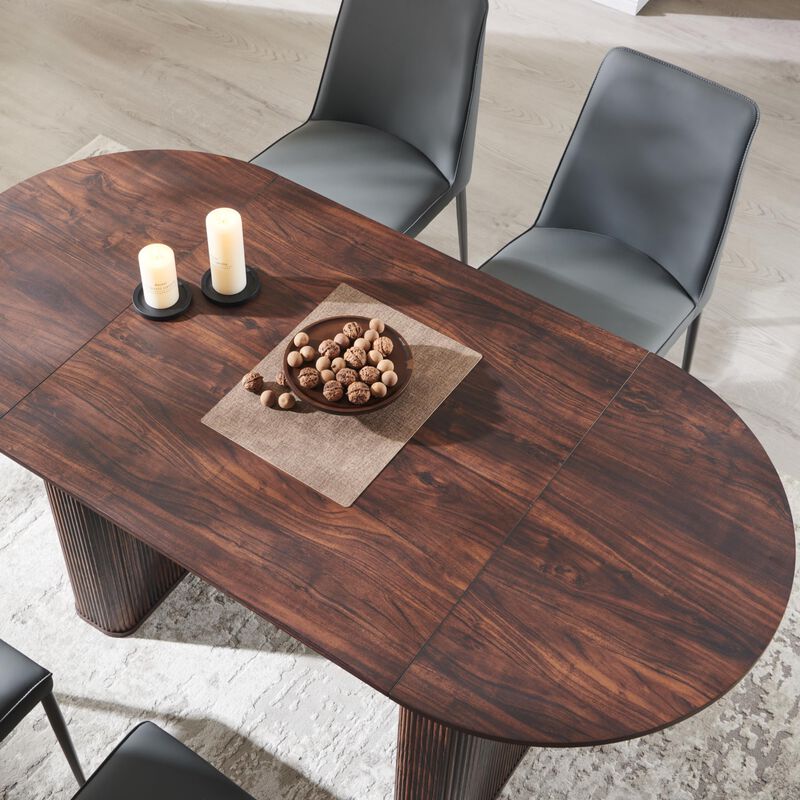 63" Oval Dining Table for 4-6, Fluted Base, Thickened Edge, 300 lb Load image number 3