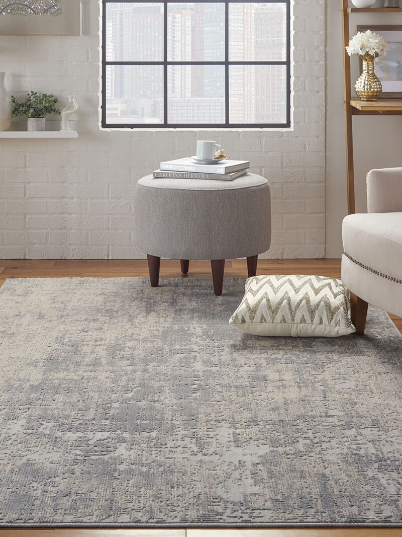 Rustic Textures RUS01 Ivory/Silver 6' x 9' Rug