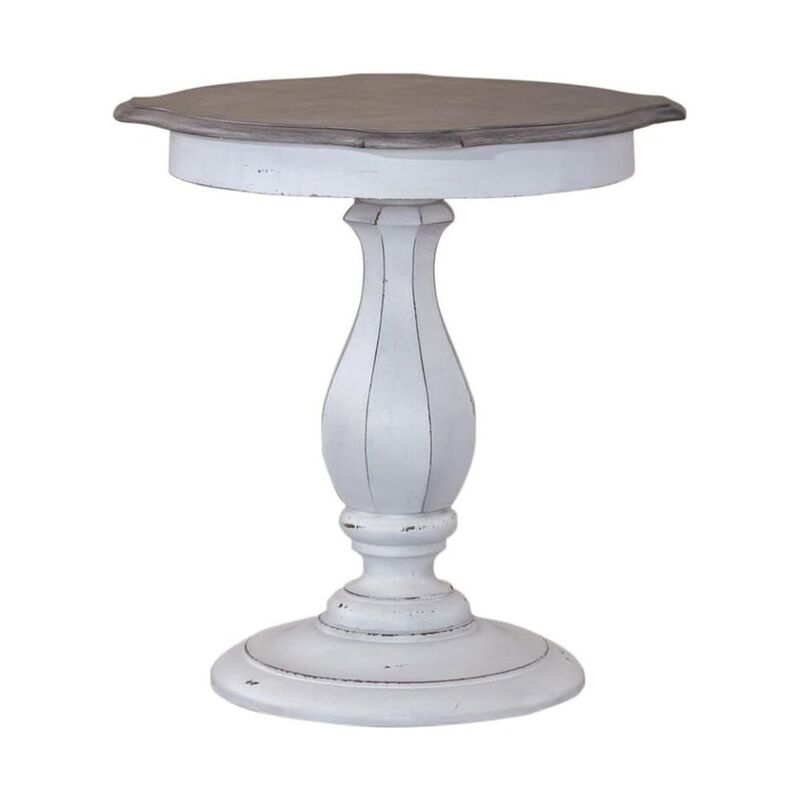 Liberty Furniture Antique White Accent Table with Round Top, Rustic Side Table Style image number 3