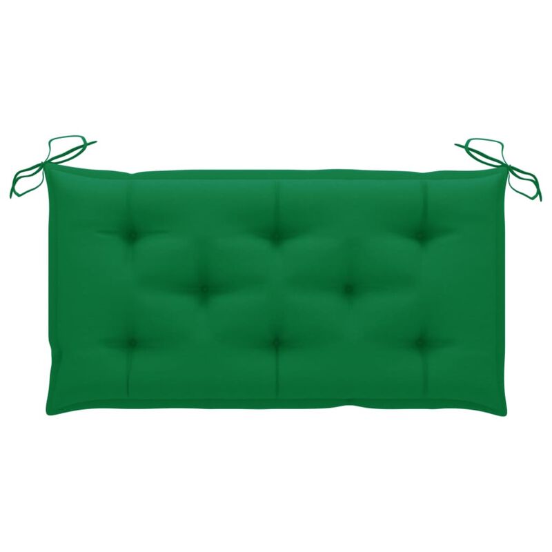 vidaXL Garden Bench with Green Cushion 44.1" Solid Teak Wood