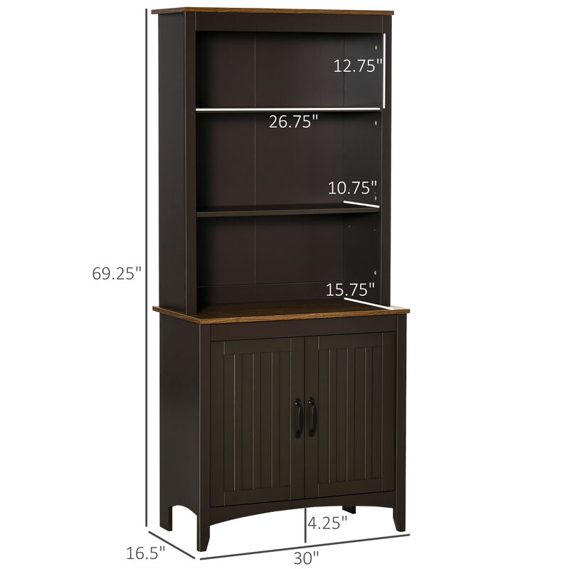 70" Kitchen Pantry Freestanding Cupboard Cabinet w/ Adjustable Shelves
