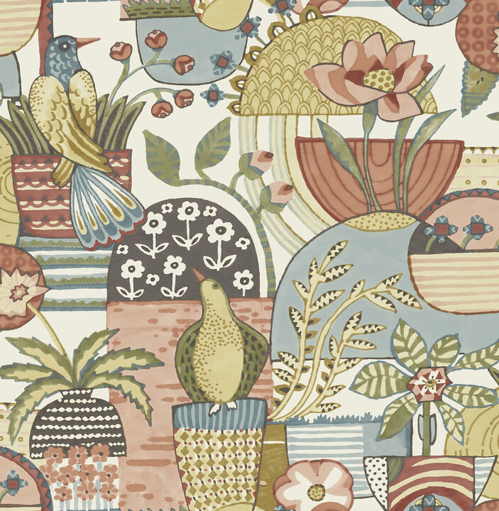 Fika Mustard Blissful Birds & Blooms Wallpaper