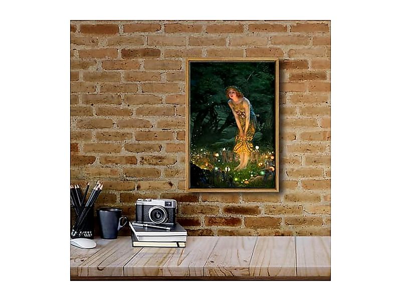Wieco Art Framed Canvas Wall Fairy Tale Midsummer Eve Girl Elves Edward Robert image number 3