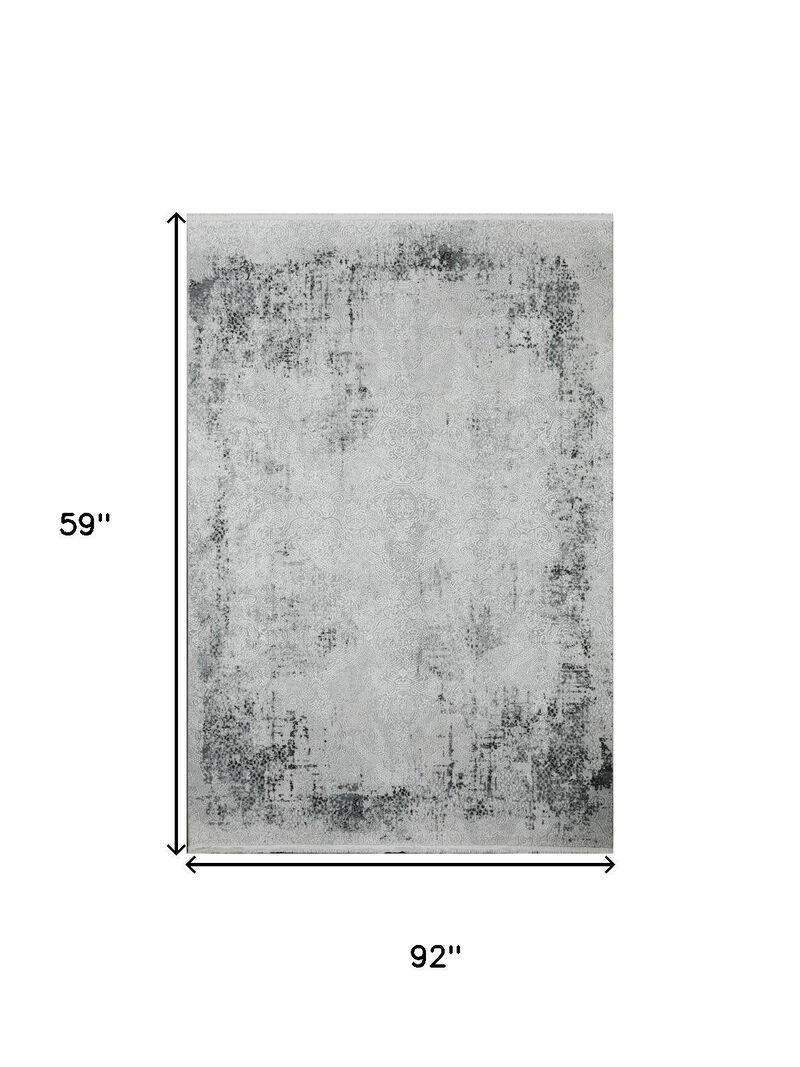 HomeRoots Abstract Distressed Area Rug With Fringe image number 3