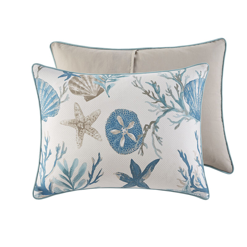 Gracie Mills Koreen 6-Piece Coastal Escape Cotton Sateen Bedding Ensemble