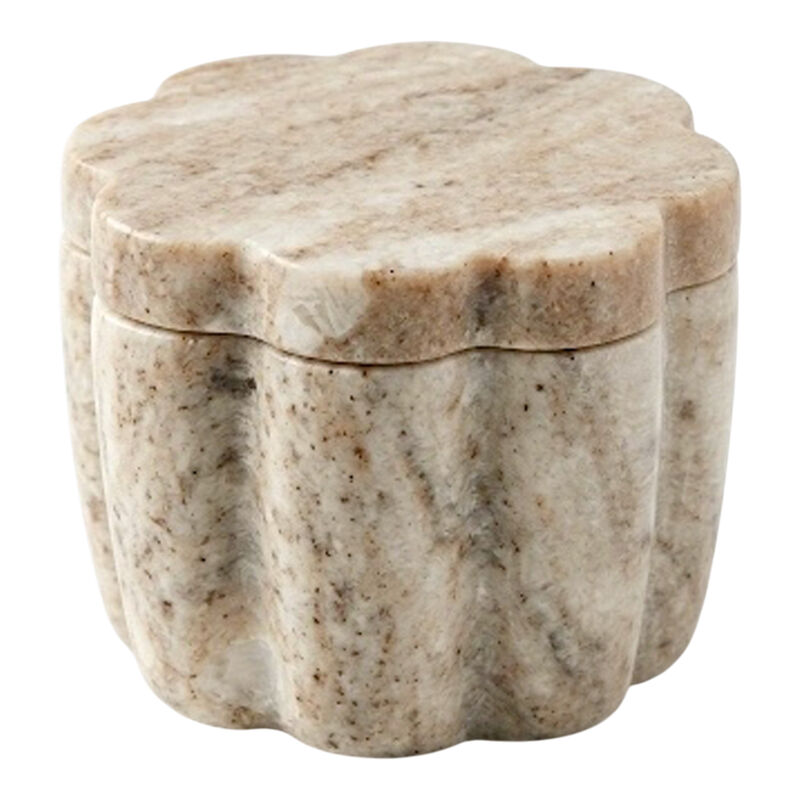 4" Scalloped Box, Beige Marble image number 1