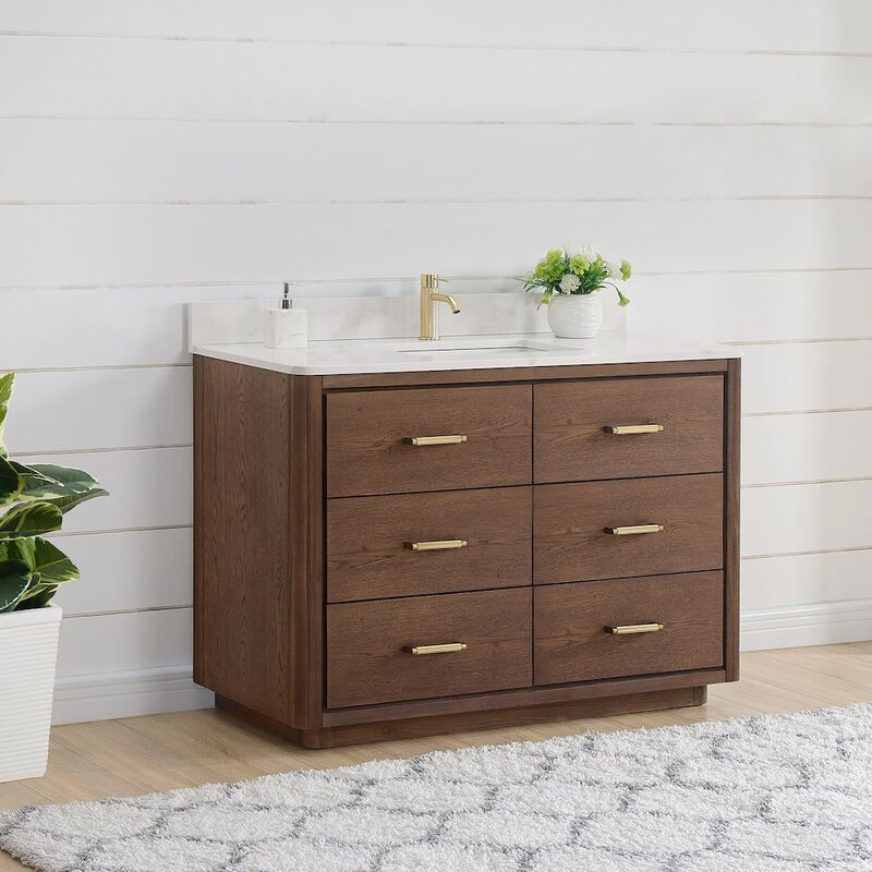 Vinnova Design Porto 48 Free-standing Single Bath Vanity in Aged Dark Brown Oak