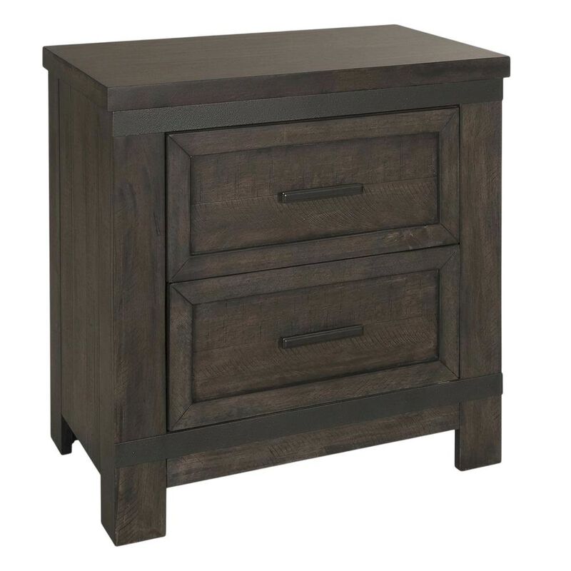 Rustic Nightstand in Rock Beaten Brown with Saw Cuts for Bedroom Decor image number 0