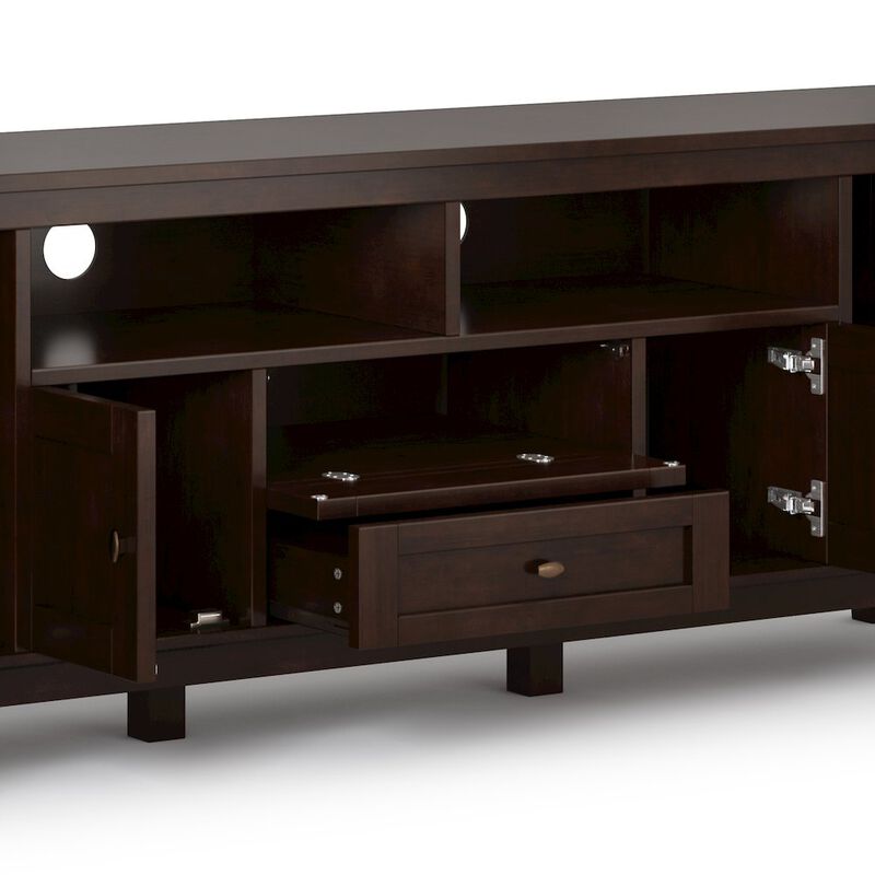 Simpli Home 72 Inch Tv Media Stand In Russet Brown For Tvs Up To 80 Inches