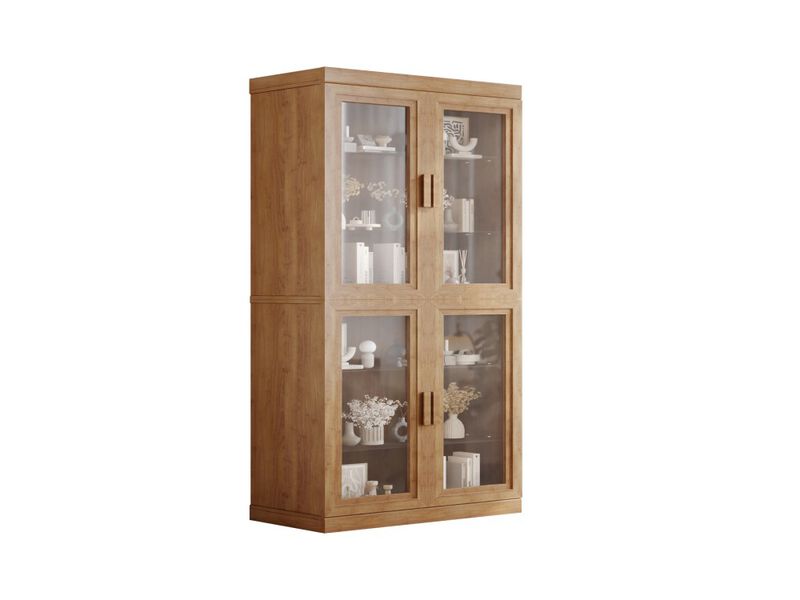 72’’ Tall 6-Tier Glass Door Decorative Storage Cabinet - Stylish Display and Organization Unit for Living Room