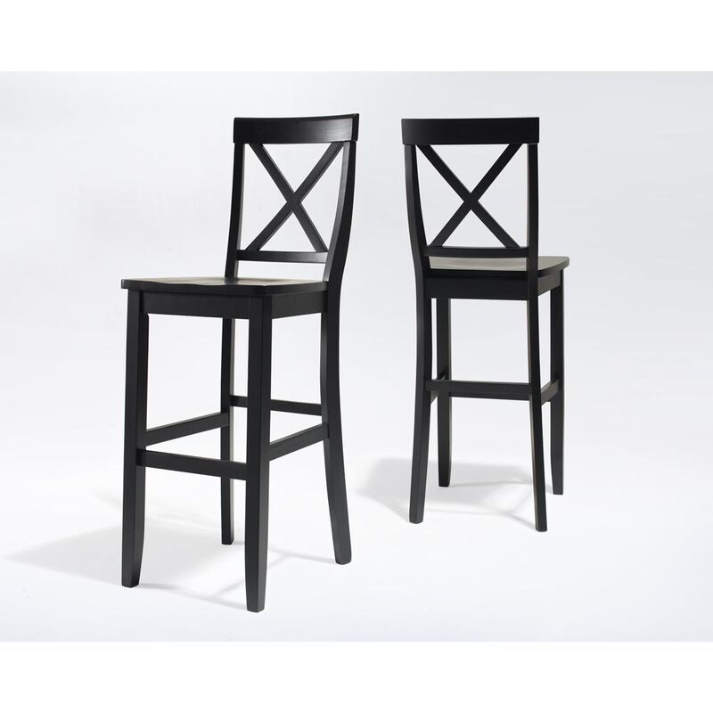 Crosley Furniture X-Back 2Pc Bar Stool Set Black - 2 Stools