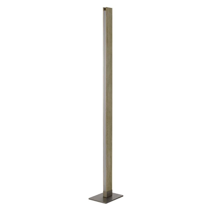61 Inch Wood Floor Lamp Dimming LED Column, Brown-Benzara