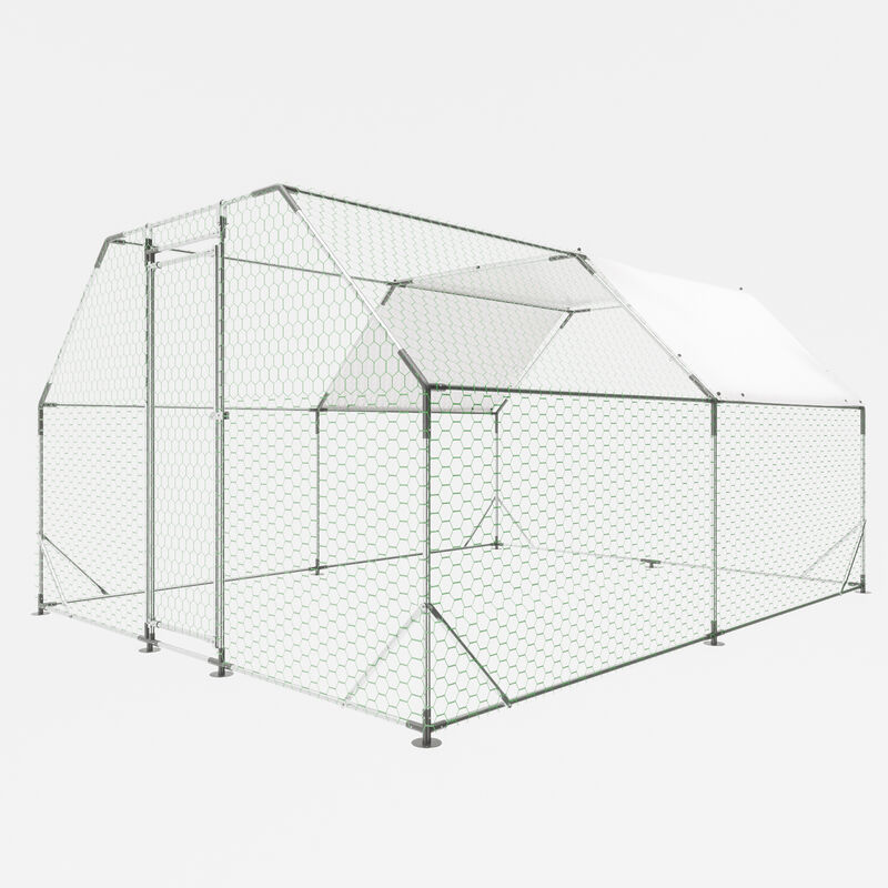 10 ft. x 13 ft. Galvanized Large Metal Walk in Chicken Coop Cage Farm Poultry Run Hutch Hen House image number 0