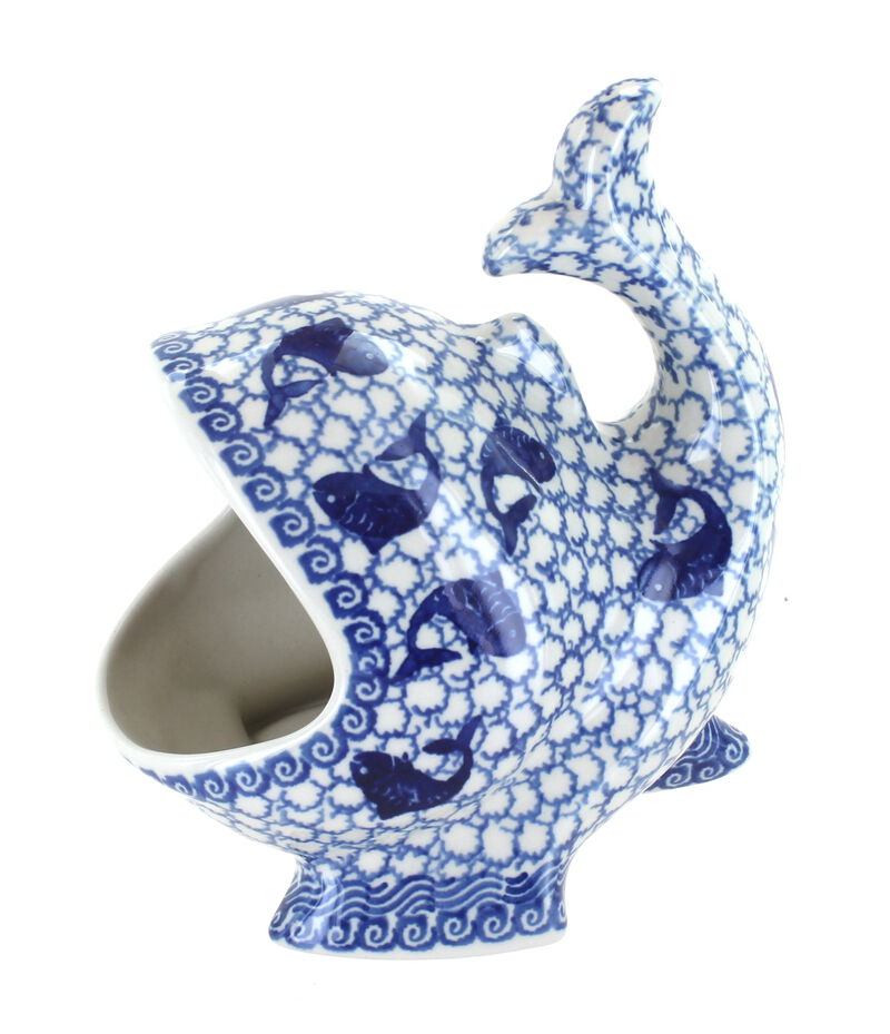 Blue Rose Polish Pottery Oceana Fish Sponge Holder