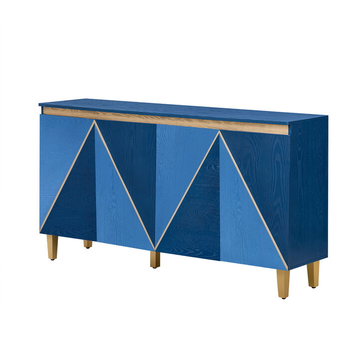 TATEUS 60" 4-Door Vintage Sideboard Cabinet with Dimensional Doors