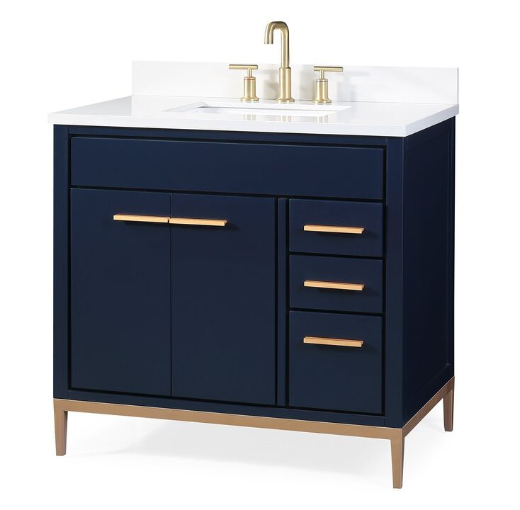 36 Inch Tennant Brand Beatrice Navy Blue Modern Bathroom Sink Vanity