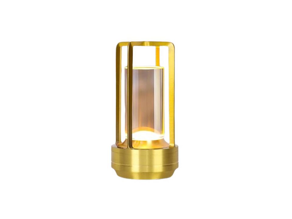 Rechargeable Cordless Dimmable Metal Table Lamp For Patio Outdoor Camping Gold