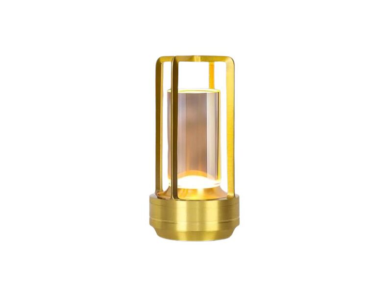Rechargeable Cordless Dimmable Metal Table Lamp For Patio Outdoor Camping Gold image number 0